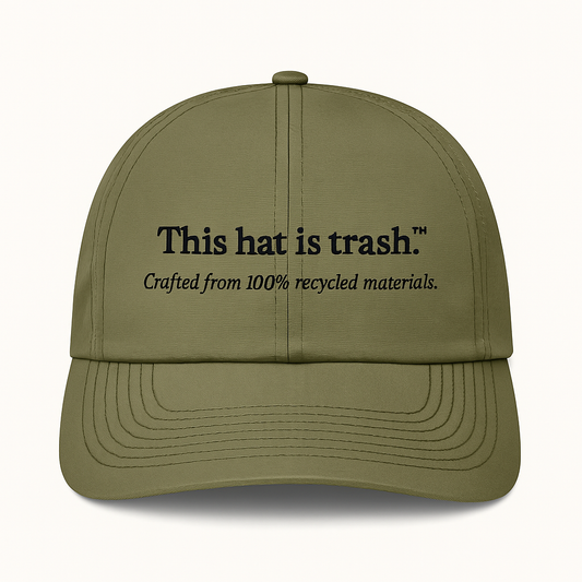 This hat is trash- 100% recycled nylon surf cap